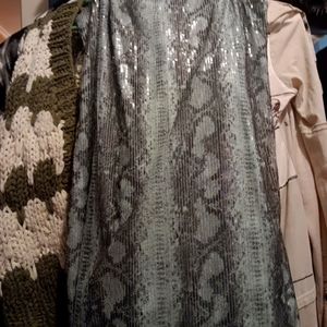 T.D.C. Spaghetti strap top or short dress with black mesh over the top. L